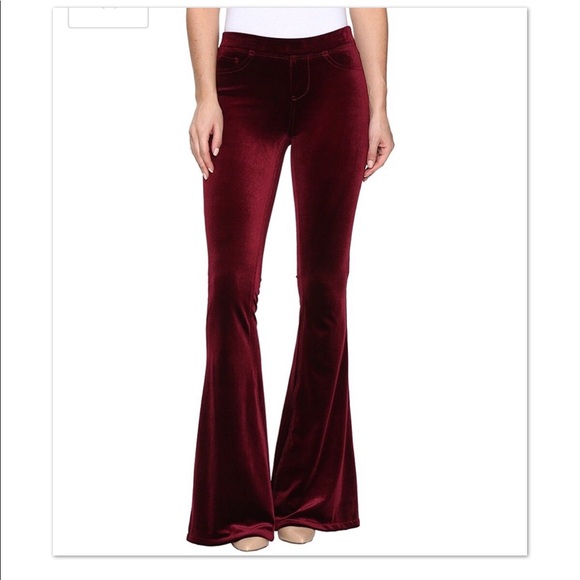 burgundy velvet flare pants